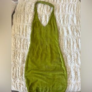 Green slinky halter dress - princess Polly